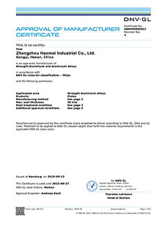 marine grade aluminum sheet DNV certificates