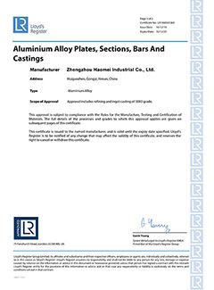 marine grade aluminum sheet LR certificates