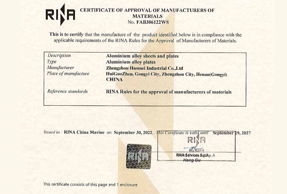 RINA Certification of Haomei marine aluminum sheet.jpg